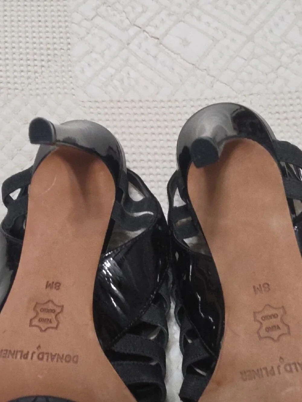 Donald J. Pliner Black Strappy Pointed Toe Slingback Heels - Picture 5 of 6